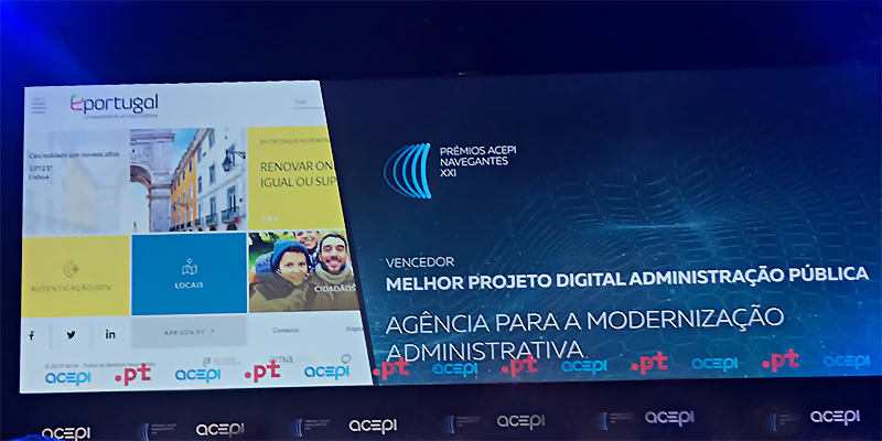 ePortugal distinguido como «Melhor Projeto Digital da Administração Pública» nos prémios Navegantes XXI de 2019